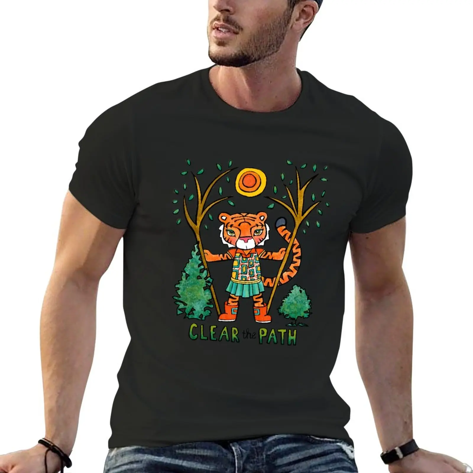 

Clear the Path - Animals of Inspiration Tiger Illustration T-Shirt Tee shirt anime clothes t shirt for men