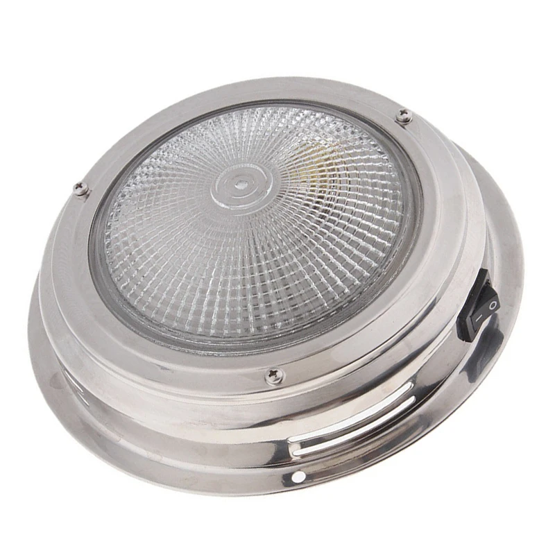 

12V 5.5" Stainless Steel Interior Housing Cabin Dome Ceiling Lamp Light For Boat Marine RV New