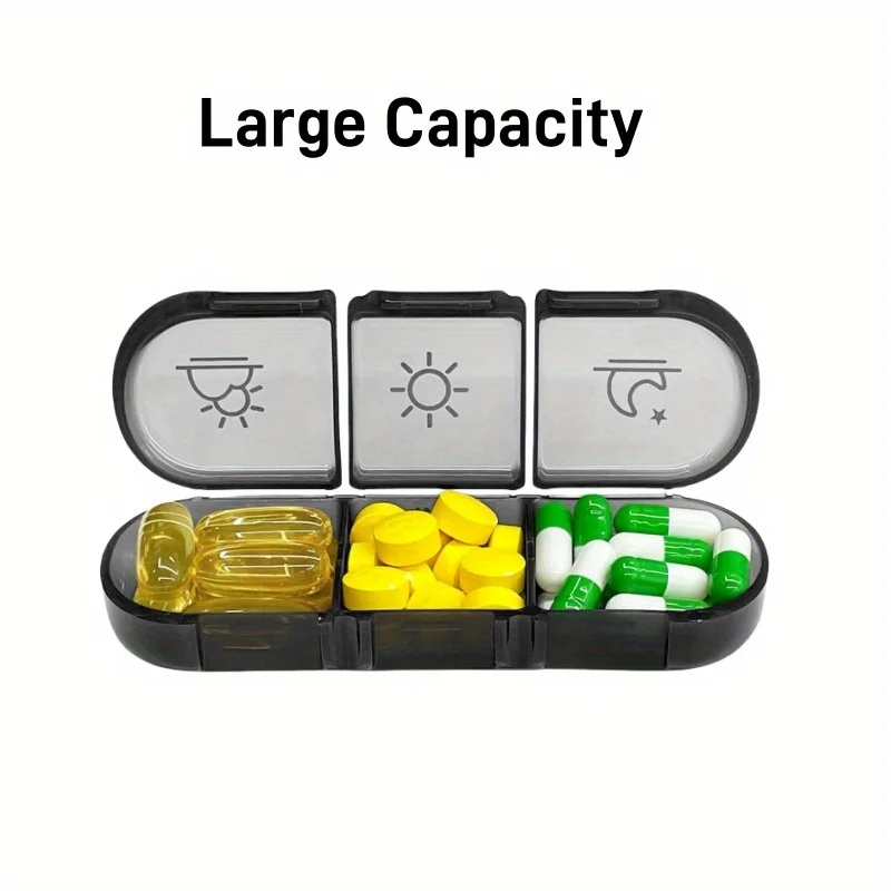 Portable Travel Pill Organizer with Large 7-Day Compartments for Vitamins and Medications