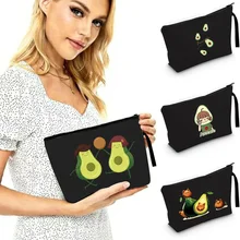 

Travel Canvas Tote Bridesmaid Cosmetics Bags for Woman Toiletry Storage Makeup Cases Avocado Print Organizer Washing Beauty Bag