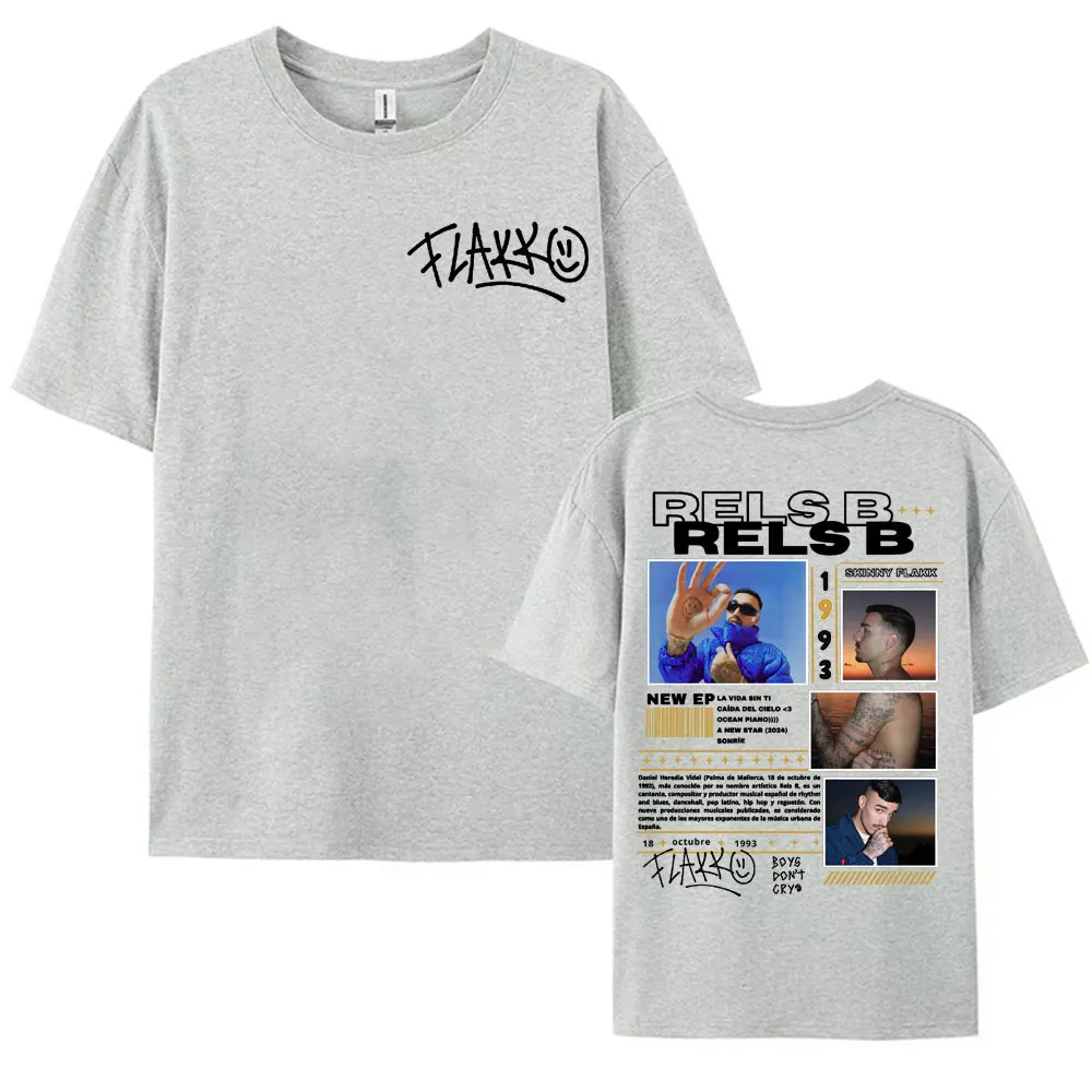 Rapper RELS B Skinny Flakk 2025 Tour T-shirt Men Clothing Fashion Hip Hop Punk Street Tshirts Unisex High Quality Cotton T Shirt 5