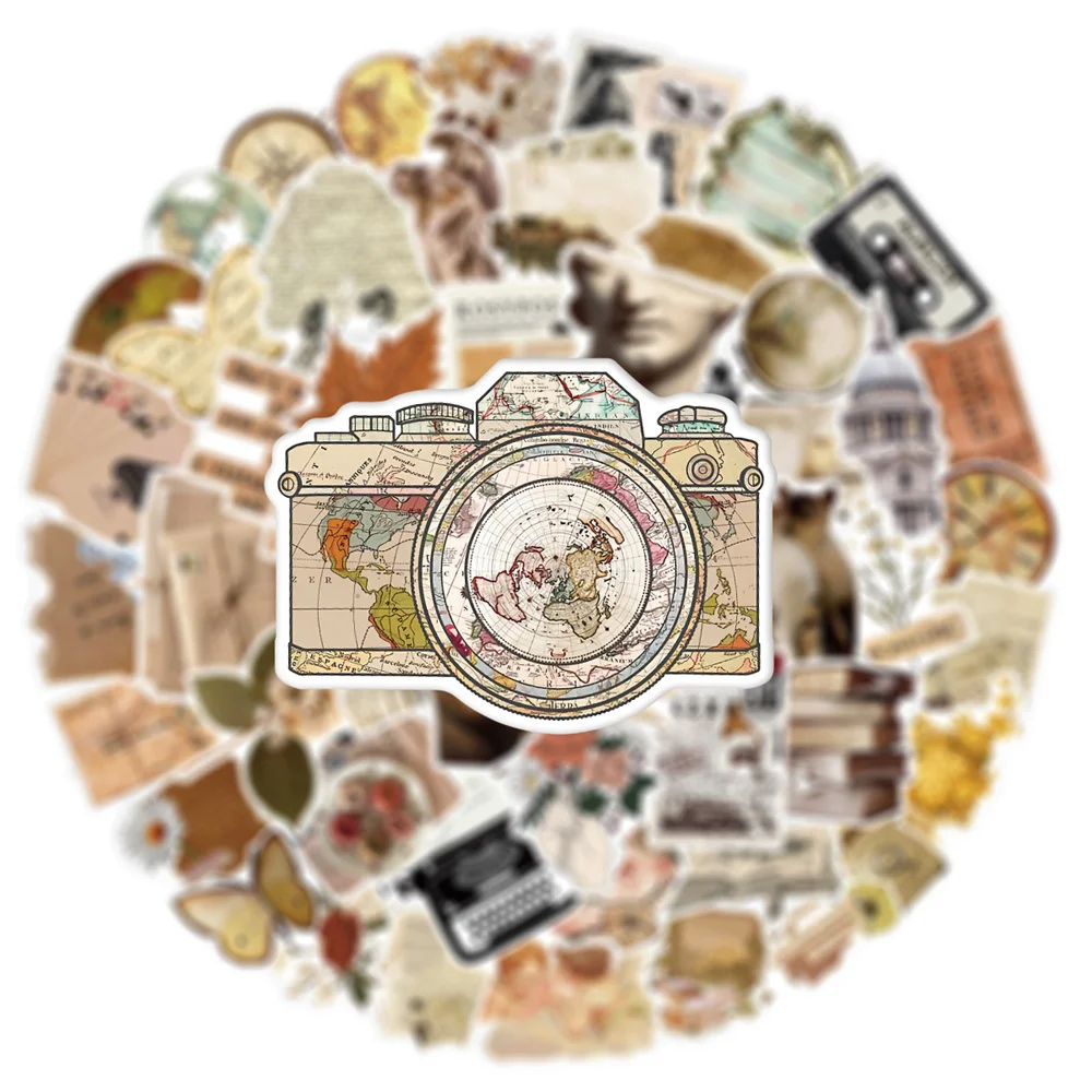 Aesthetic Vintage Artistic Pattern Graffiti Stickers Phone Case Suitcase Guitar Sticker Pack Scrapbooking Material 50pcs,stickers scrapbooking supplies