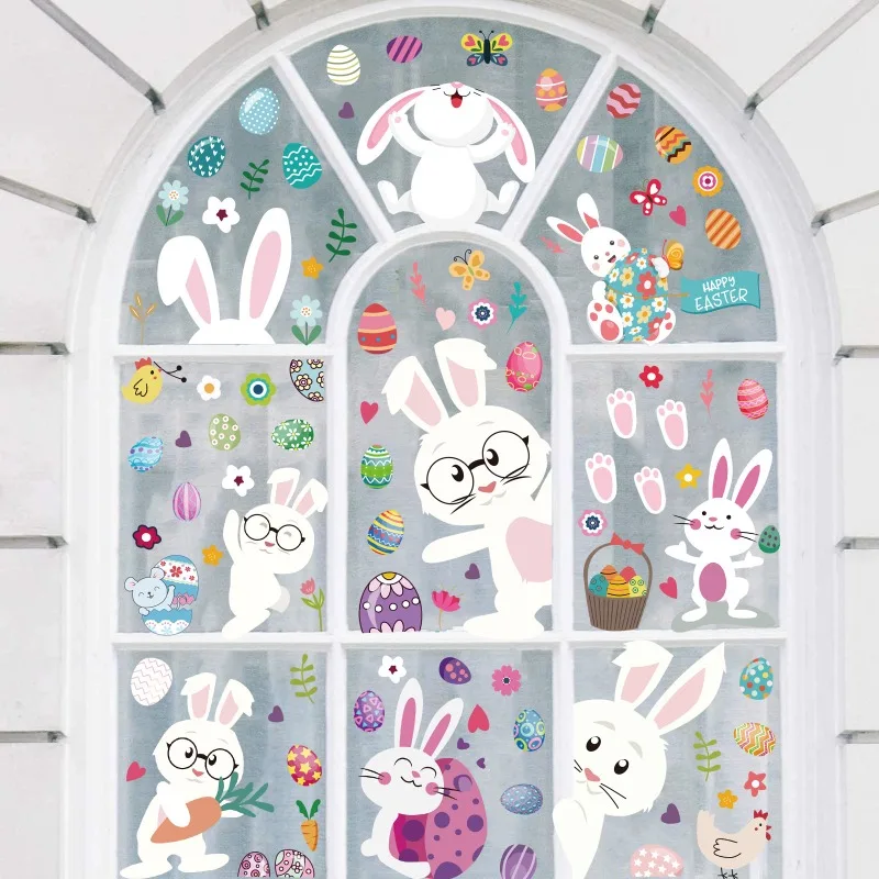 

Easter Window Clings Easter Window Stickers Bunny Egg Glass Door Decals for Home, Office, School Party Decoration Supplies