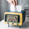 Creative 2 In 1 TV Tissue Box Desktop Paper Holder Dispenser Storage Napkin Case Organizer with Mobile Phone Holder 2