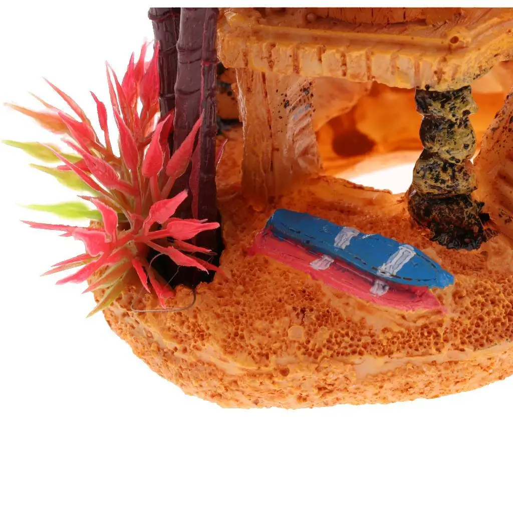 Artificial Coconut Tree Hidden Hut Cave Aquarium Fish Tank Landscape Decor