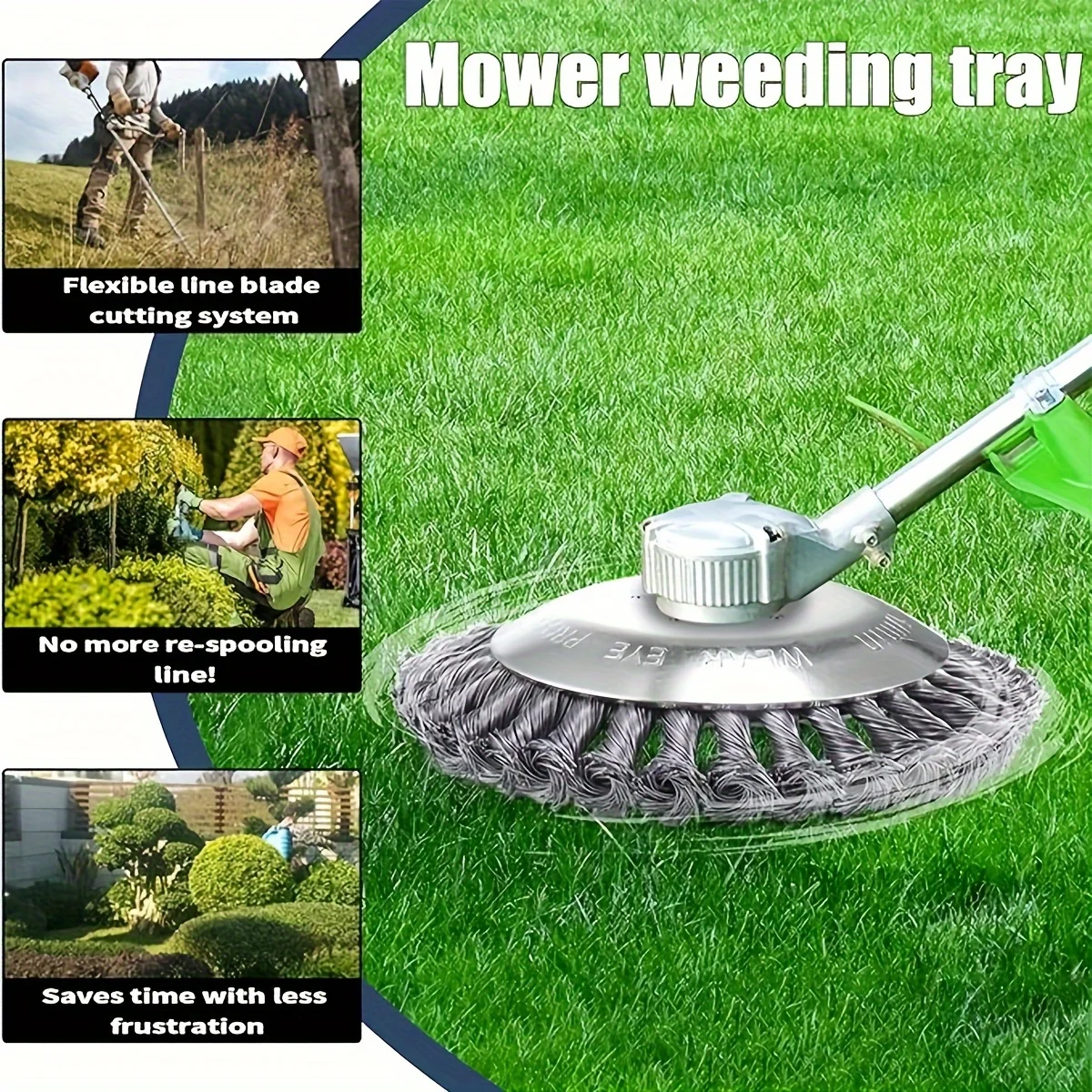 15,2 cm unzerbrechliche kabelgebundene Trimmerklinge, Weed Eater-Kopf, rotierender Freischneider-Trimmerkopf aus Stahldraht, Drahttrimmerkopf