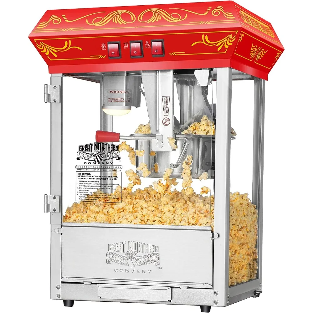 Popcorn Machine - 3-Gallon Popper with Steel Kettle, Old Maids Drawer, Warming Tray,