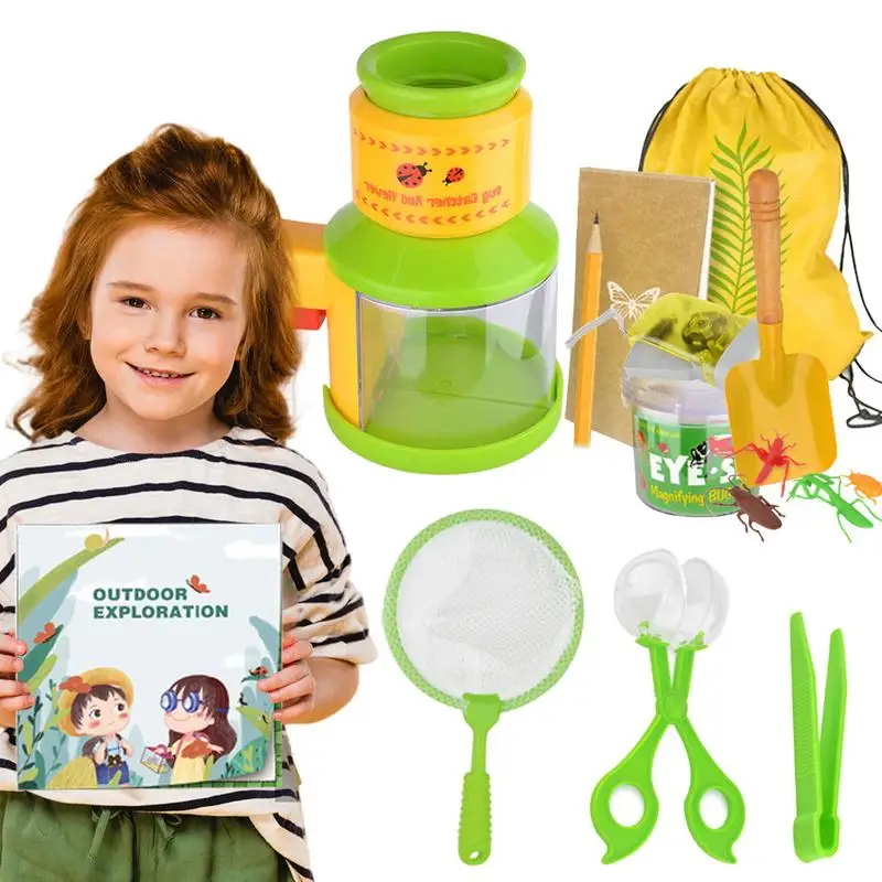 

Kids Explorer Kit 18pcs Insect Catcher Insect Observation Bugs Catcher Kit With Butterfly Net Hand-Crank Flashlight Trap Nature