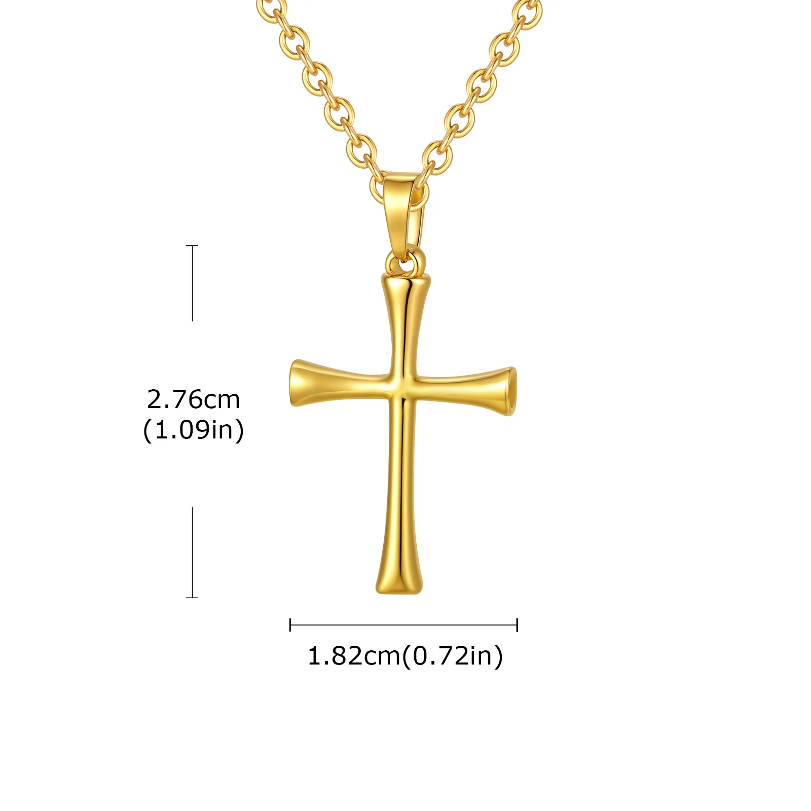 Elegant Minimalist Cross Pendant Necklace, Stainless Steel Chain