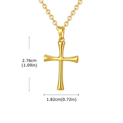 Elegant Minimalist Cross Pendant Necklace, Stainless Steel Chain - 50cm (Gold)