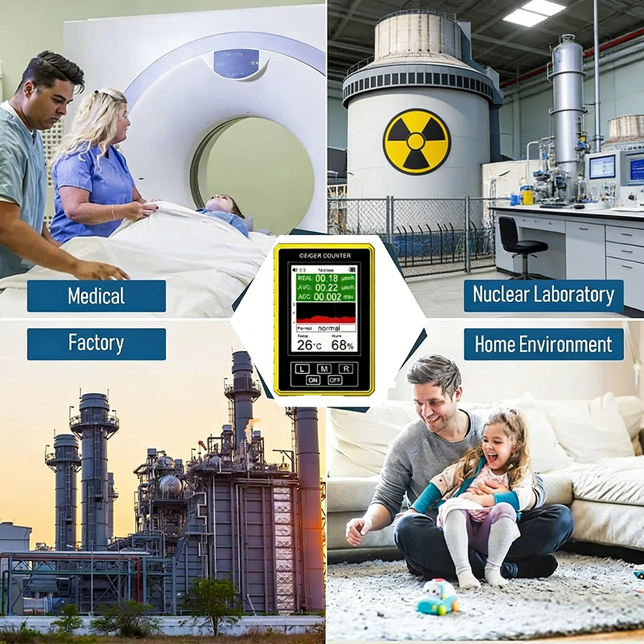 가이거 카운터 EMF 미터 XR3 BR9C Pro 2-in-1 휴대용 디지털 방사선 감지기 X선 베타 감마 실시간 정확도 테스터