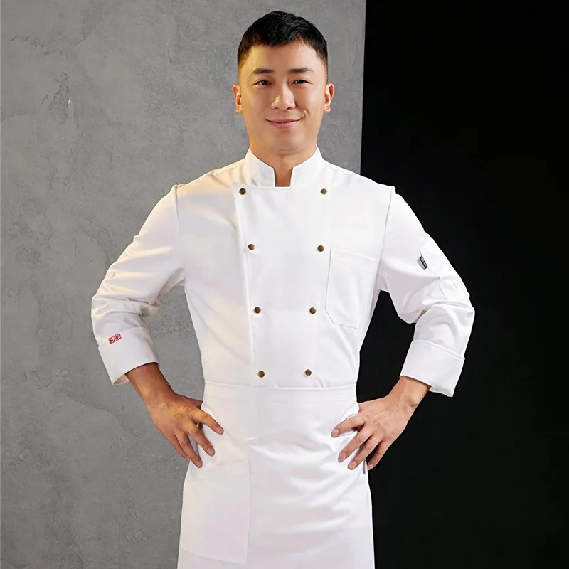 

Chef Overalls Men's Autumn and Winter Long-Sleeved Hotel Catering Restaurant Ding Room Kitchen Baking Clothing