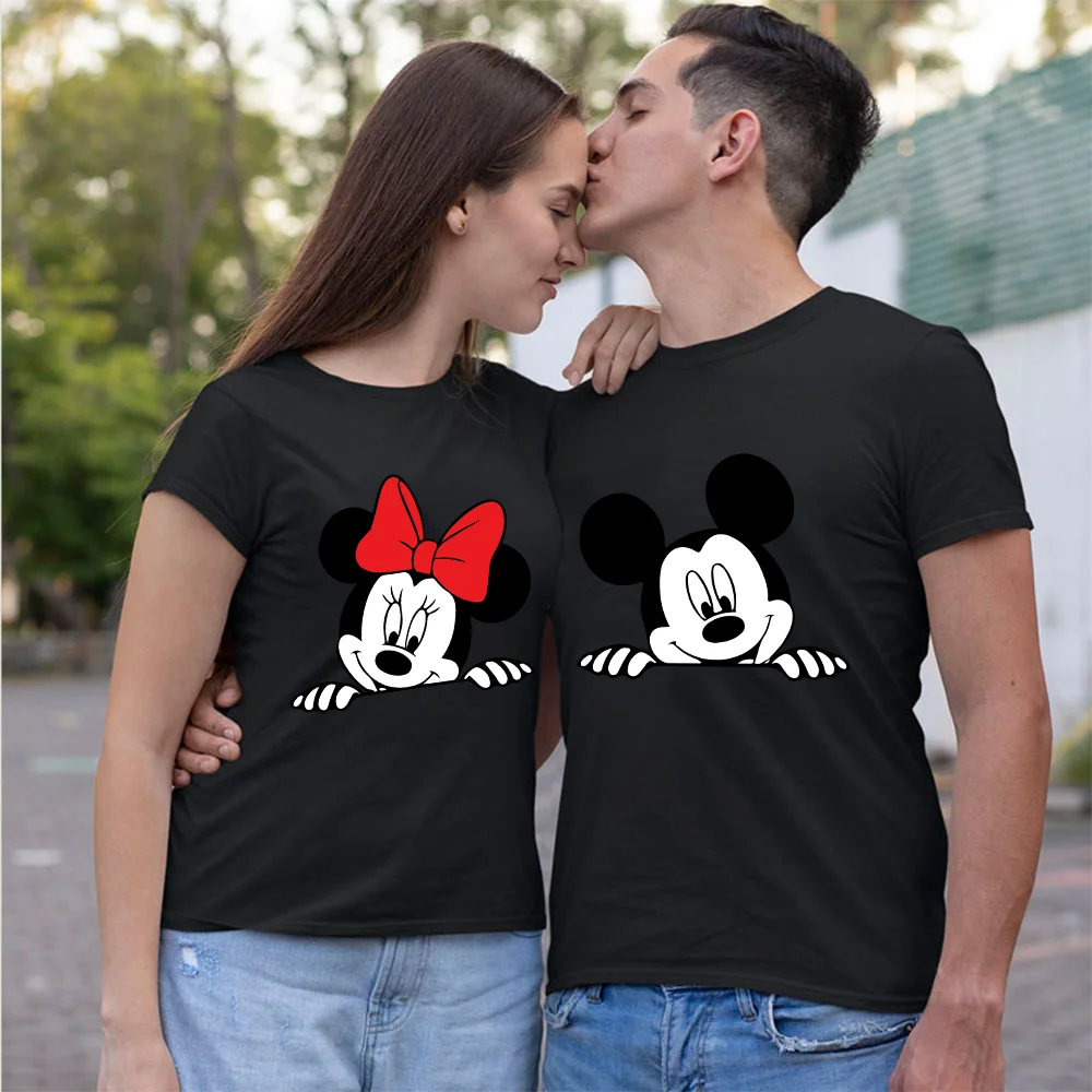 Camiseta de Disney para parejas, camisetas divertidas de marido y mujer, camiseta informal Unisex Ulzzang Harajuku de Mickey y Minnie| | - AliExpress