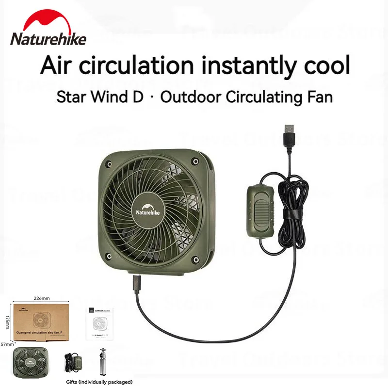 

Naturehike Outdoor Tent Circulation Fan With Speed Controller ABS 4 Gears Dual-Purpose Camping Hanging Ceiling Fan Gift Tripod