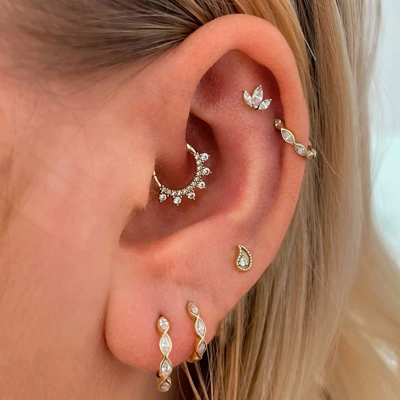 1pc Helix Daith Ear Piercing Earring For Women Ear Lobe Hoop Zircon