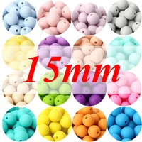 20pcs 15mm Baby Round Silicone Beads Food Grade DIY Teethers Toys Nipple Holder Pacifier Chain BPA Free Silicone Teething Beads 1