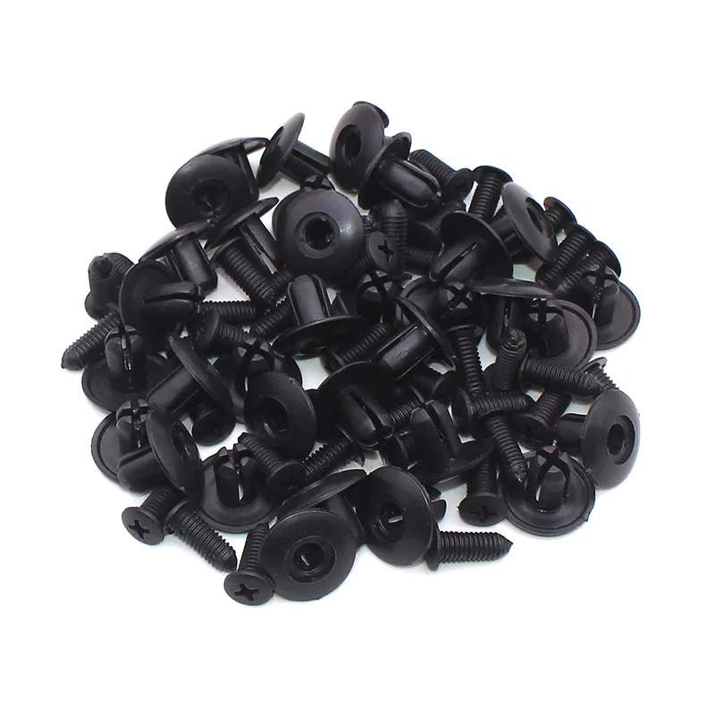Car Fastener Clips 100pcs 8mm Plastic Rivets Fasteners Screw Car Bumper Fender Black Rivet Car Fastener Clips For Toyota Focus Kia Nissan Yamaha