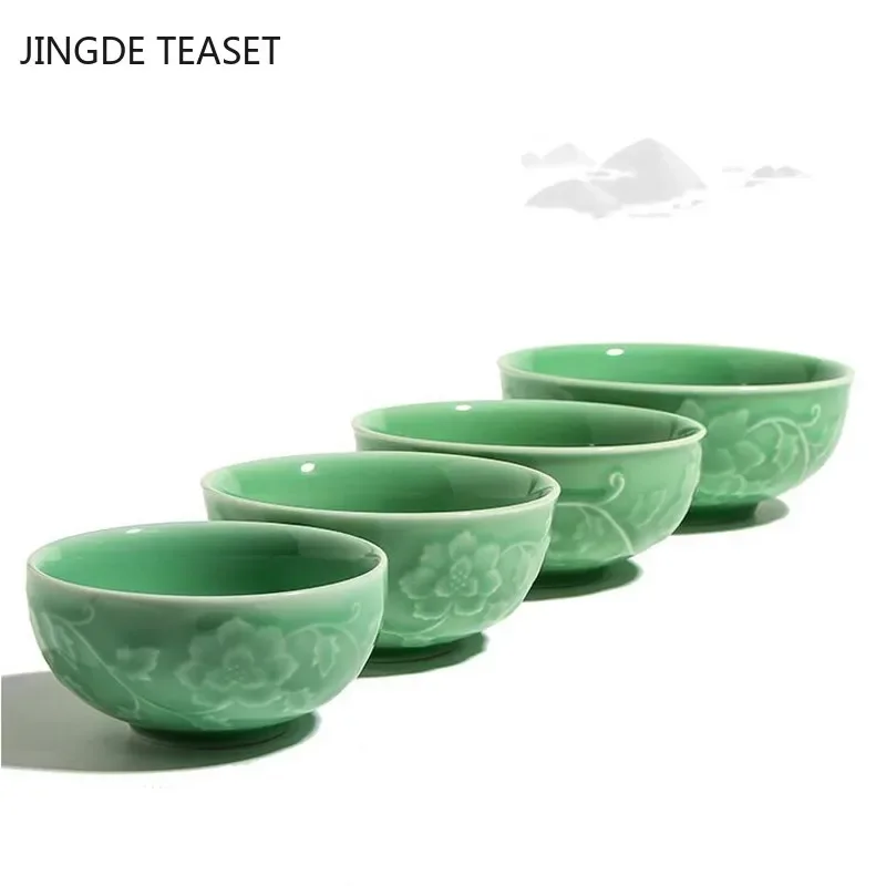 Large capacity Ceramic Teacup Longquan Celadon Tea Bowl Porcelain Teaware Accessories Master Tea cup Single Cup Drinkware