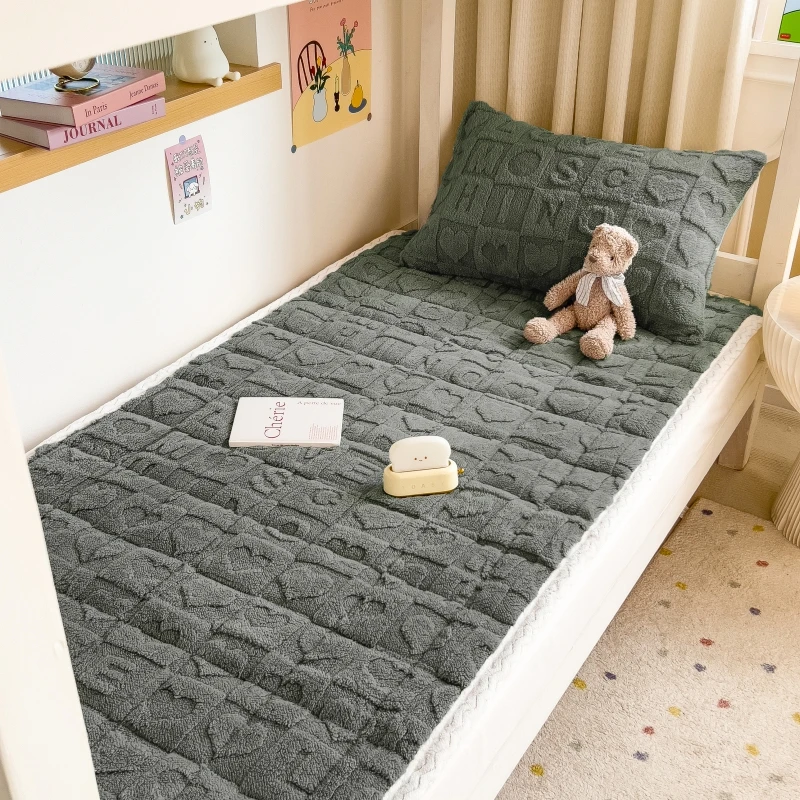 Tower Velvet Mattress Winter Fleece-Lined Milk Fiber Cushion Student Dormitory Single Double Coral Fleece Pad