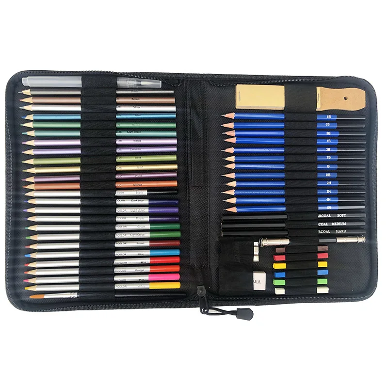 YBLANDEG Juego de lápices de colores para dibujar y dibujar 96 piezas,  suministros de arte, pintura de grafito, kit de lápices de arte  profesional