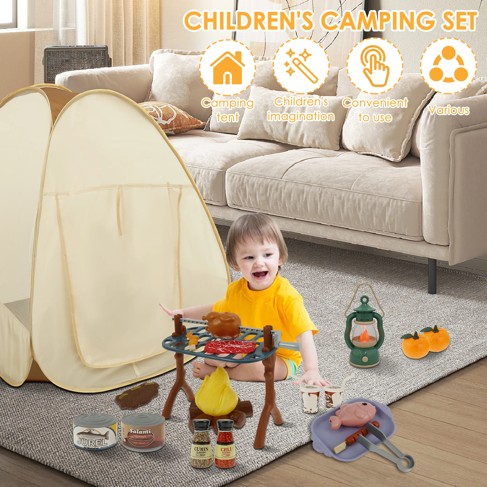 Camping-Set Fr Kinder Mit Pop-Up-Zelt - 26 Teile, Spielzeug Fr Drauen &  Drinnen