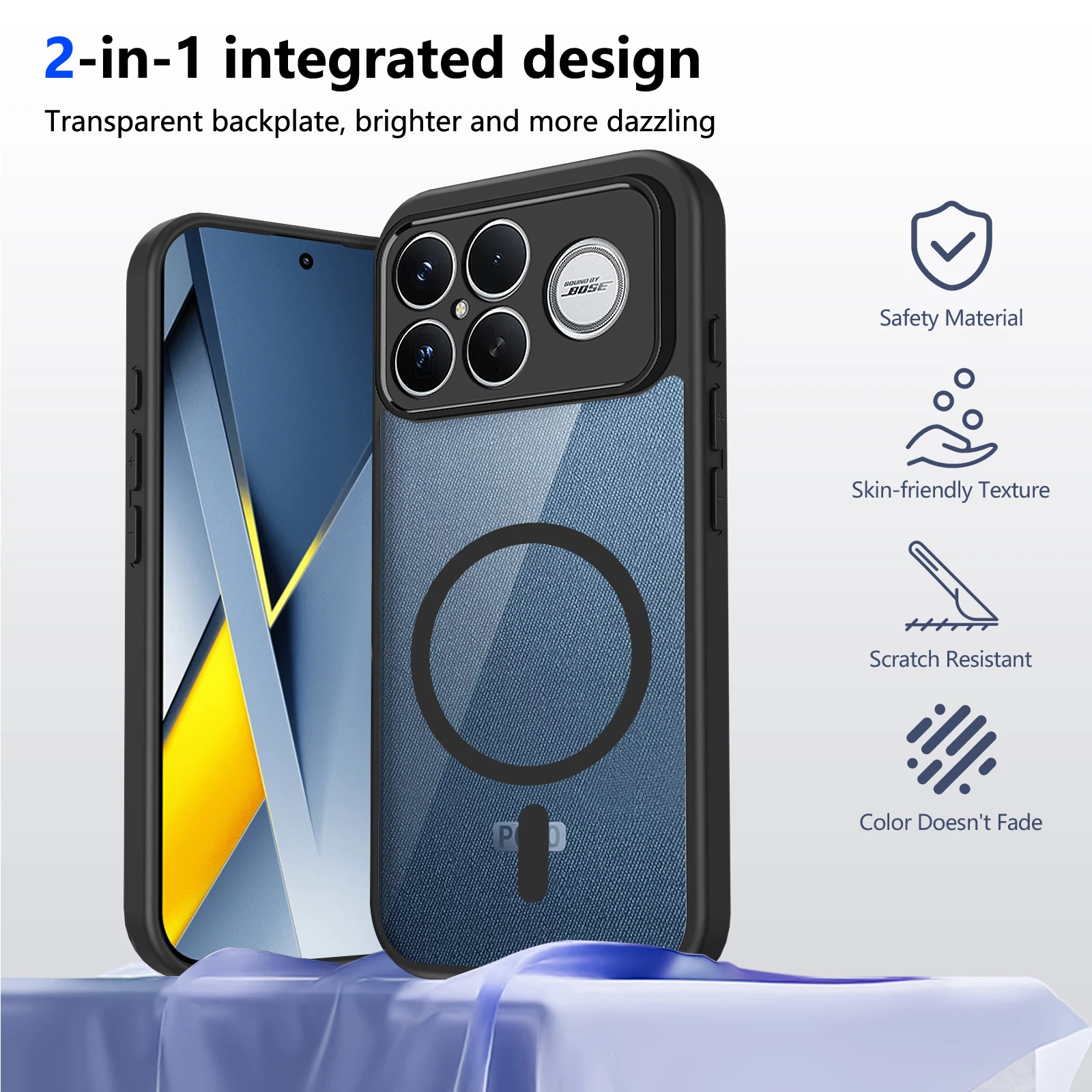 Luxury Magnetic Wireless Charging Clear Shockproof Phone Case