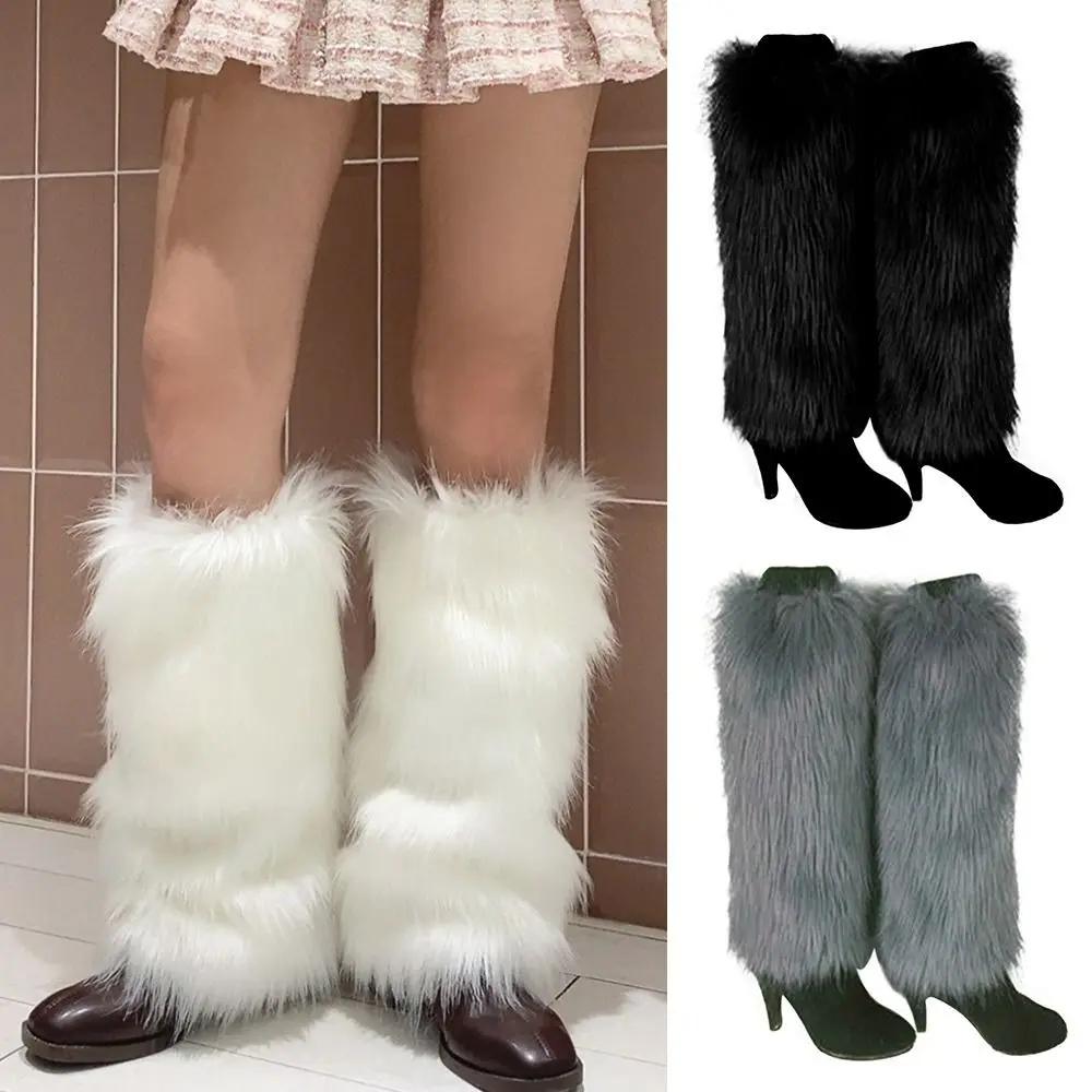 

Warm Boot Socks Winter Faux Fur Soft Leg Warmers Lolita Punk Furry Foot Covers Women Girls