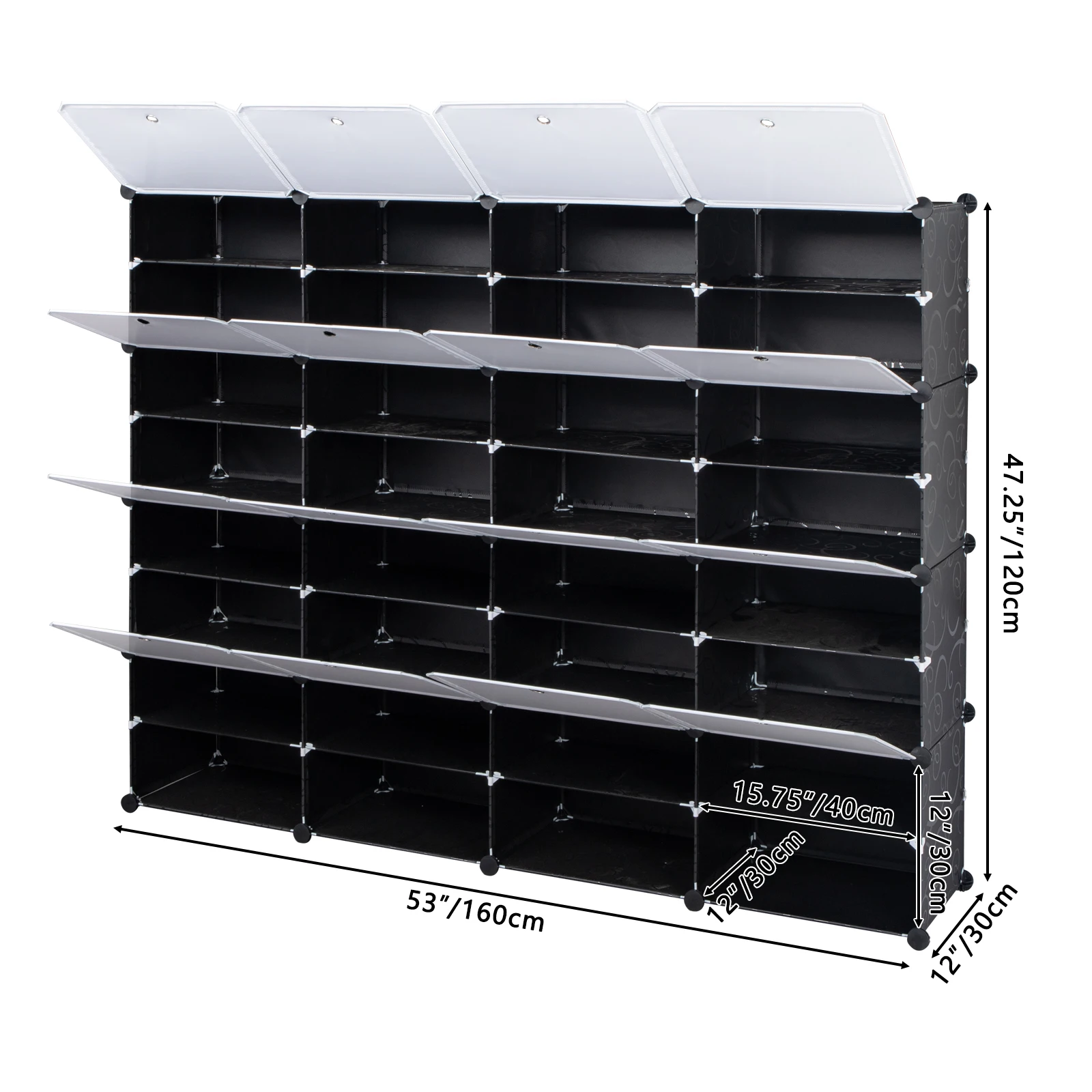 8-Tier Portable 64 Pair Shoe Rack Organizer 32 Grids Tower Shelf Storage Cabinet Stand Expandable for Heels, Boots, Black