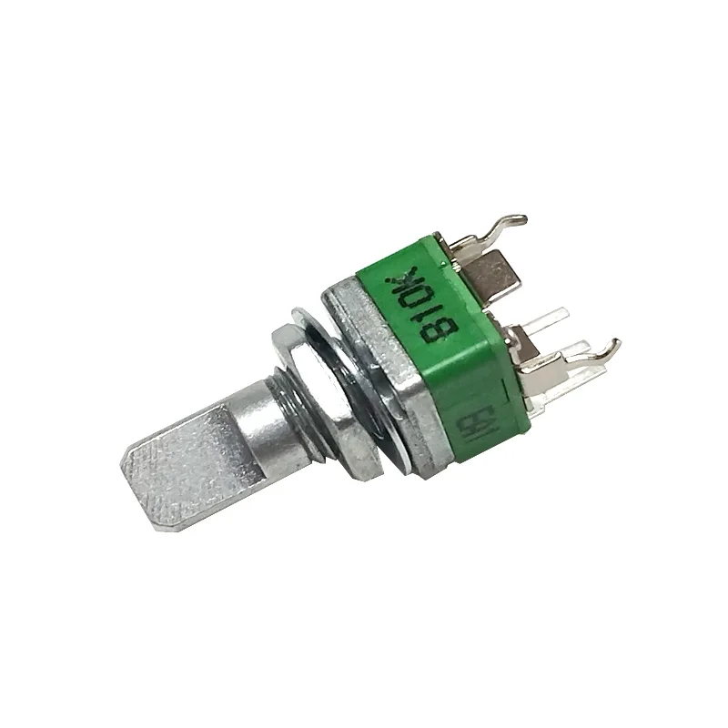 Adjustable Resistor 5PCS ALPHA 09 type Potentiometer single connected vertical 3-pin B10K 20K 50K 100KAxial length 15mm half shaft