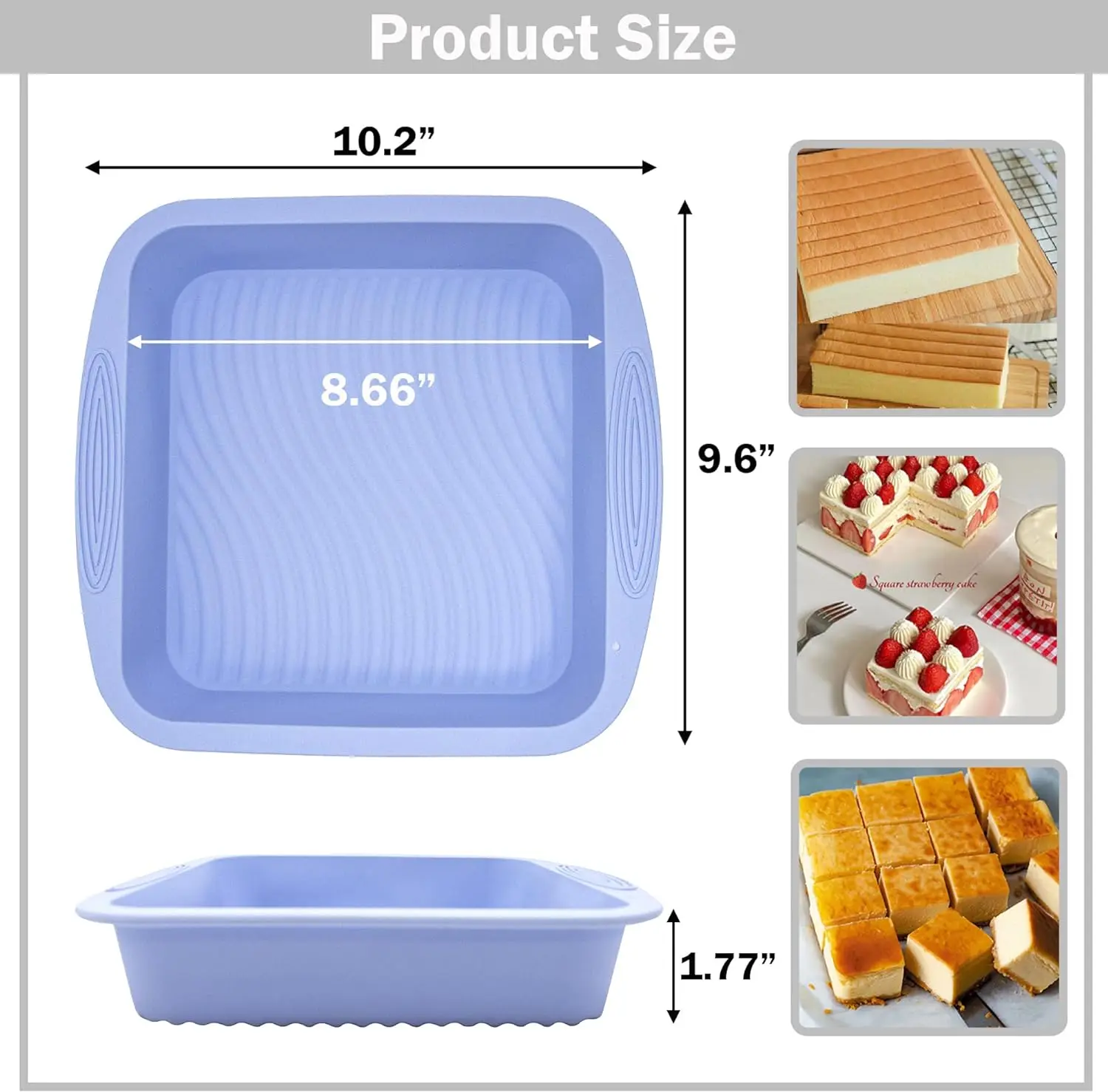 Square Cake Pan Toast Pan Bread Silicone Baking Forms 24CM cake mold baking pan