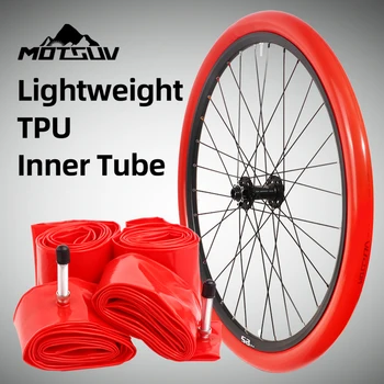 MOTSUV Bicicletta TPU Camera d'aria 26 "/27.5"/29 "MTB Bici In Lega di Alluminio Bocca Americana Ultra Leggero Resistente Alla Puntura Pneumatico 1.95/2.1