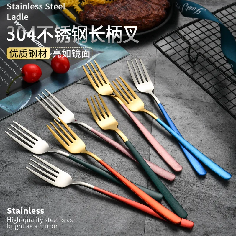 304StainlessSteelForkKoreanHouseholdLongHandleSaladForkSteak