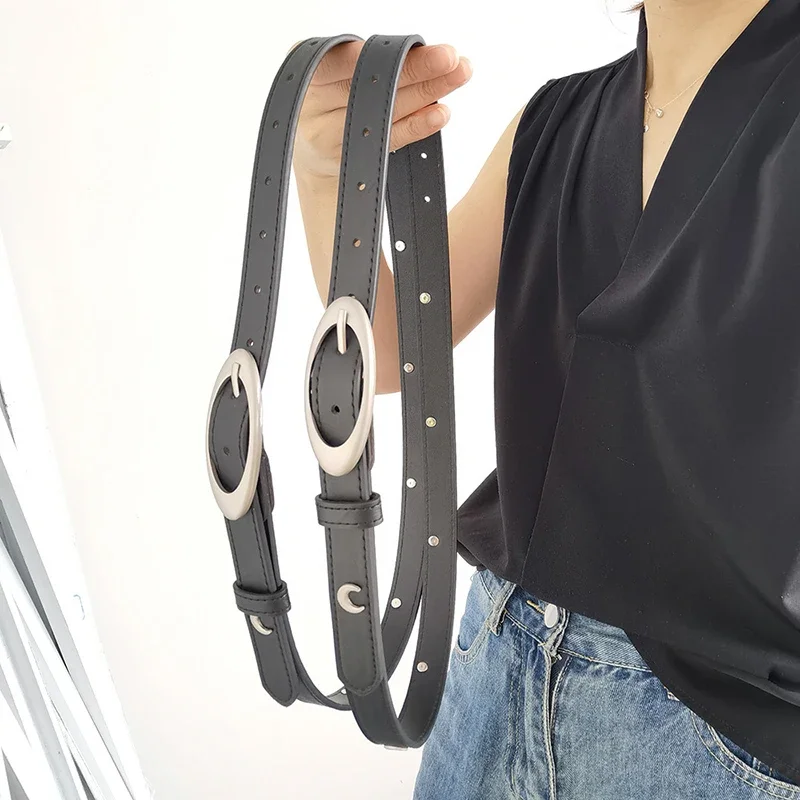 빈티지 벨트 문 스타 펑크 장식 커플 버클 금속 남성과 여성 Pu 가죽 벨트 청바지 바지 벨트