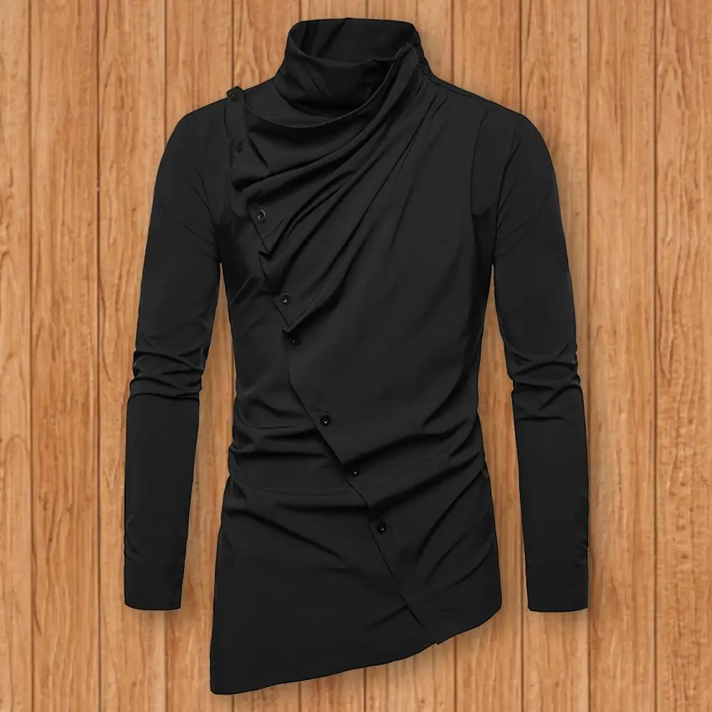 

Stylish Autumn Shirt Button Asymmetrical Slim Fit Individual Autumn Shirt Men Tops Thermal