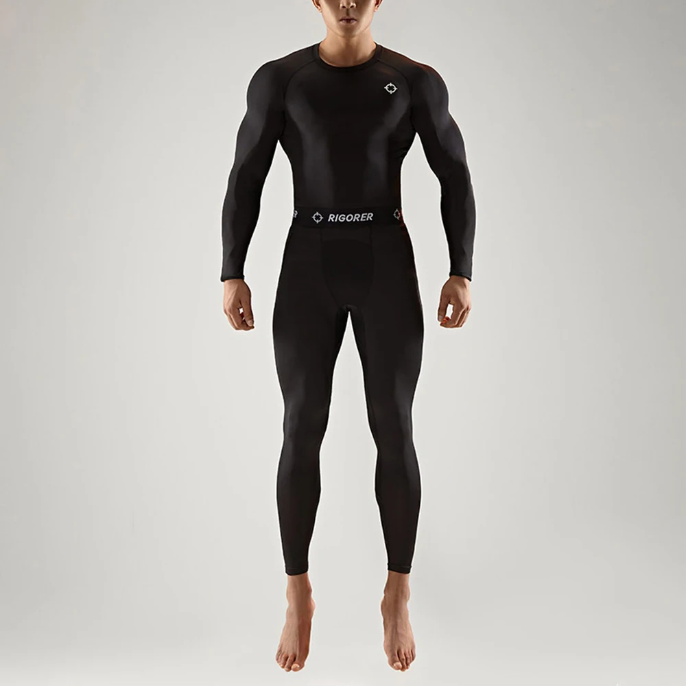 

Spring Autumn Running Gym Tracksuits Men 2 Pieces Sets Sports Fitness Plus Size Tops Leggings