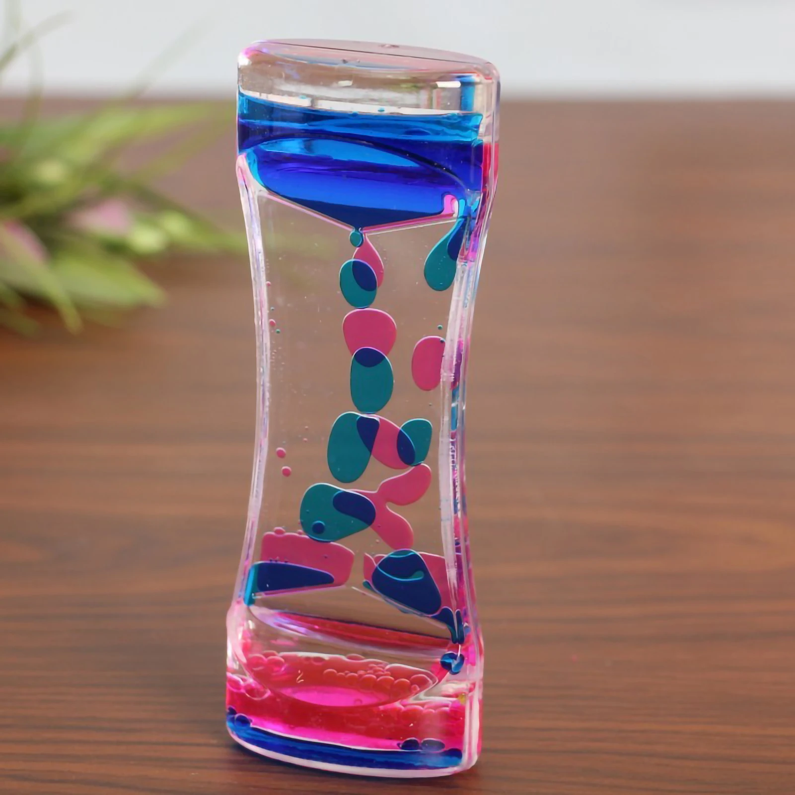 Hourglass Timer Double Colors Oil Hourglasses Liquid Floating Bubbles Timer for Desk Decors Descending Sensory Bubbles Kids Gift