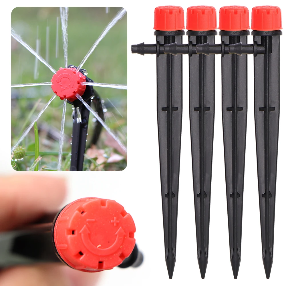 

30PCS Garden 13cm Stake Sprinkler Adjustable Drip Spray Emitters 8-Hole Drippers 1/4"Tube Drip Irrigation Systems for 4/7mm Hose