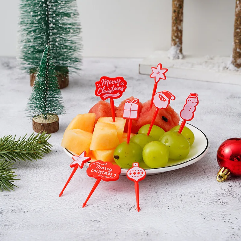 Food Picks Christmas Hallowee Fruit Fork Kids Reusable Lunch Box Toothpick Salad Snack Cake Dessert Fork Decoration