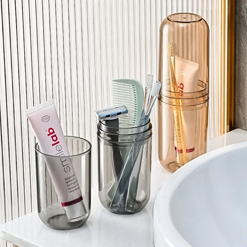 

Travel Portable Toothbrush Gargle Cup Brush Cup Toiletries Container Couple Gargle Cup Family Set Household Bathroom Supplies