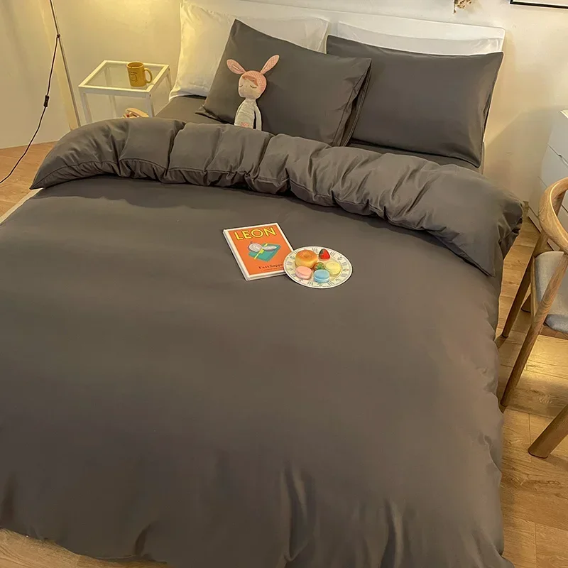 Solid Color Duvet Cover Double/Queen Size Anti-Mite Durable Comforter Cover Simple (No Pillowcase) bedspread quilt cover