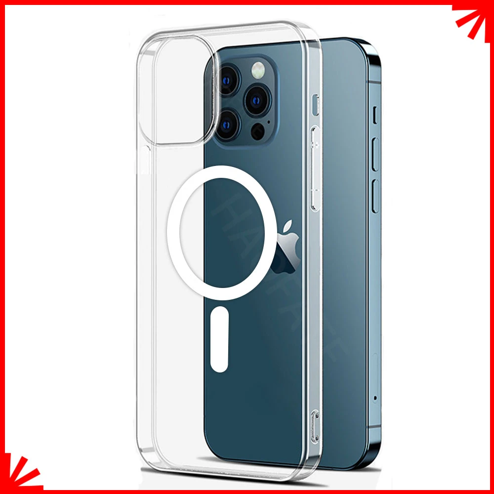 For Magsafe Magnetic Clear Phone Case For iPhone 11 12 13 Pro Max Case Shockproof Back Cover on iPhone Xs Max X XR 7 8 Plus Capa iphone 12 pro max portable charger