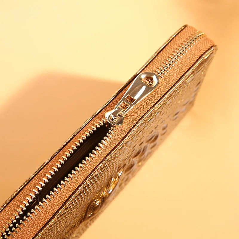 Single Pull Crocodile Head Wallet, Women's Wallet, Large Capacity Mobile Handbag, Long Zipper Bag carteras mujer cartera hombre