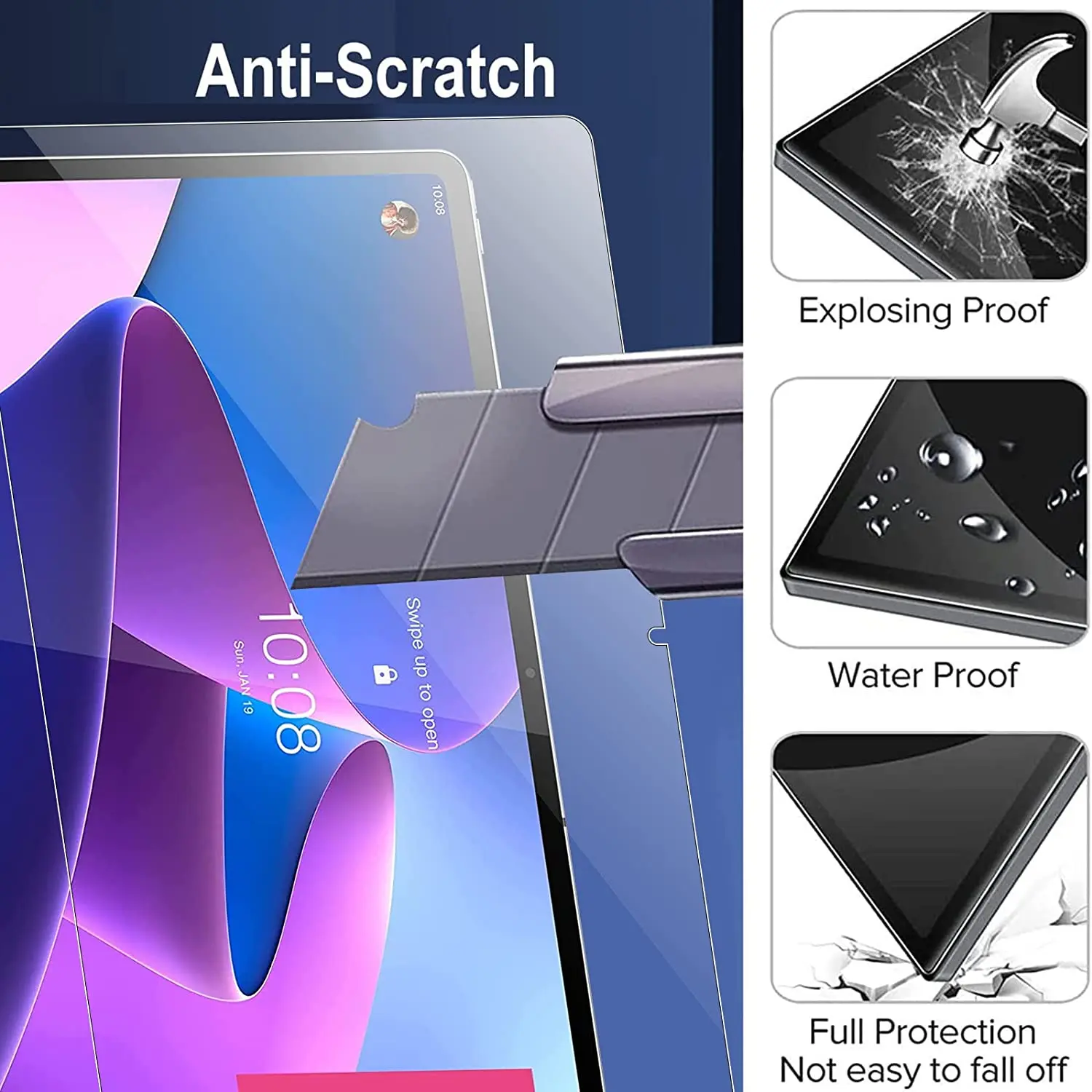 2pcs Screen Protector Tempered Glass For Lenovo Tab M10 Plus 3rd Gen 10.6'' 2022 TB-128FU TB-125FU Full Coverage Tablet Film 6