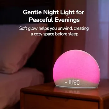 Sunrise Alarm Clock Radio for Bedroom Wake Up Naturally with Gentle Light and Nature Sounds Relax with Bluetooth Speaker and Ni 6