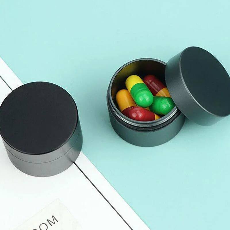 Compact Waterproof Stainless Steel Survival Pill Box Container