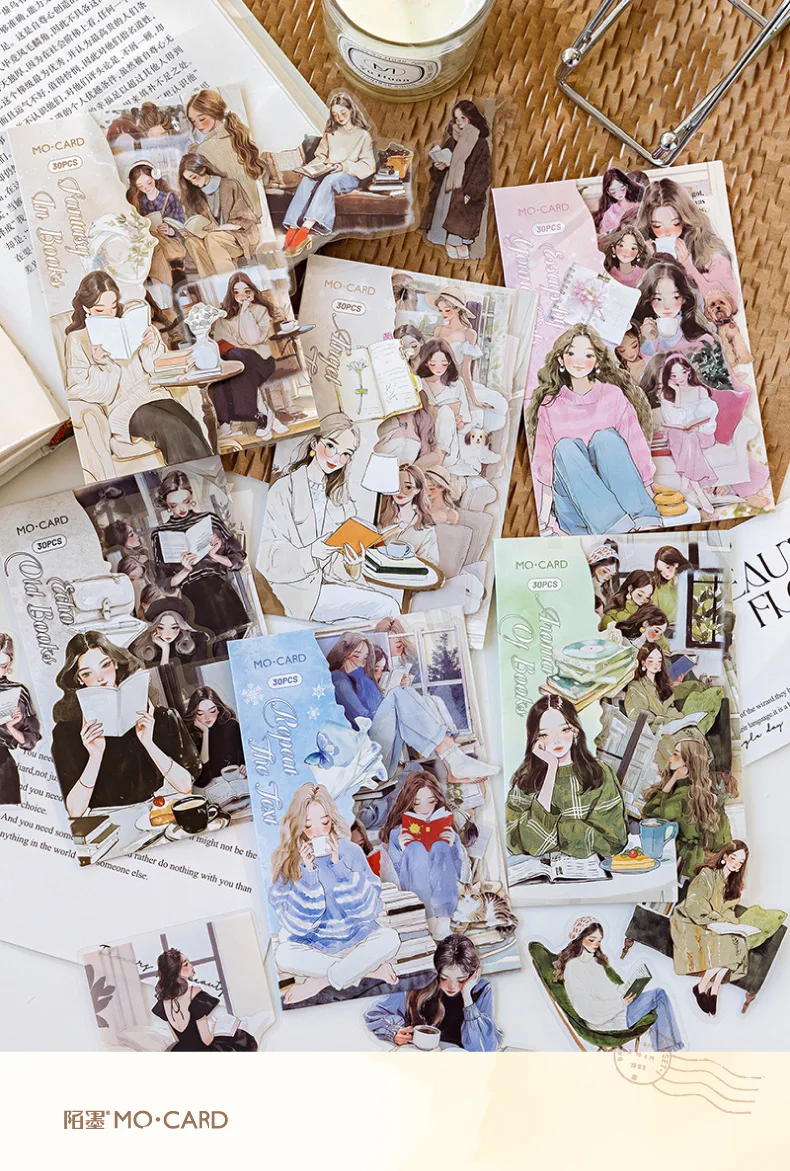 30 teile/paket Vintage Kreativität Cartoon charakter Aufkleber Klebstoff Diy Tagebuch Stick Etiketten Scrapbooking material – Detail 1