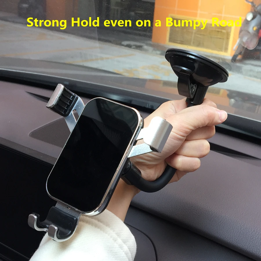 Universal Car Phone Holder Suction Base Gravity Phone Mount Automatic Locking Stand in Car Retractable Phone Holder For iPhone mobile phone stand for desk