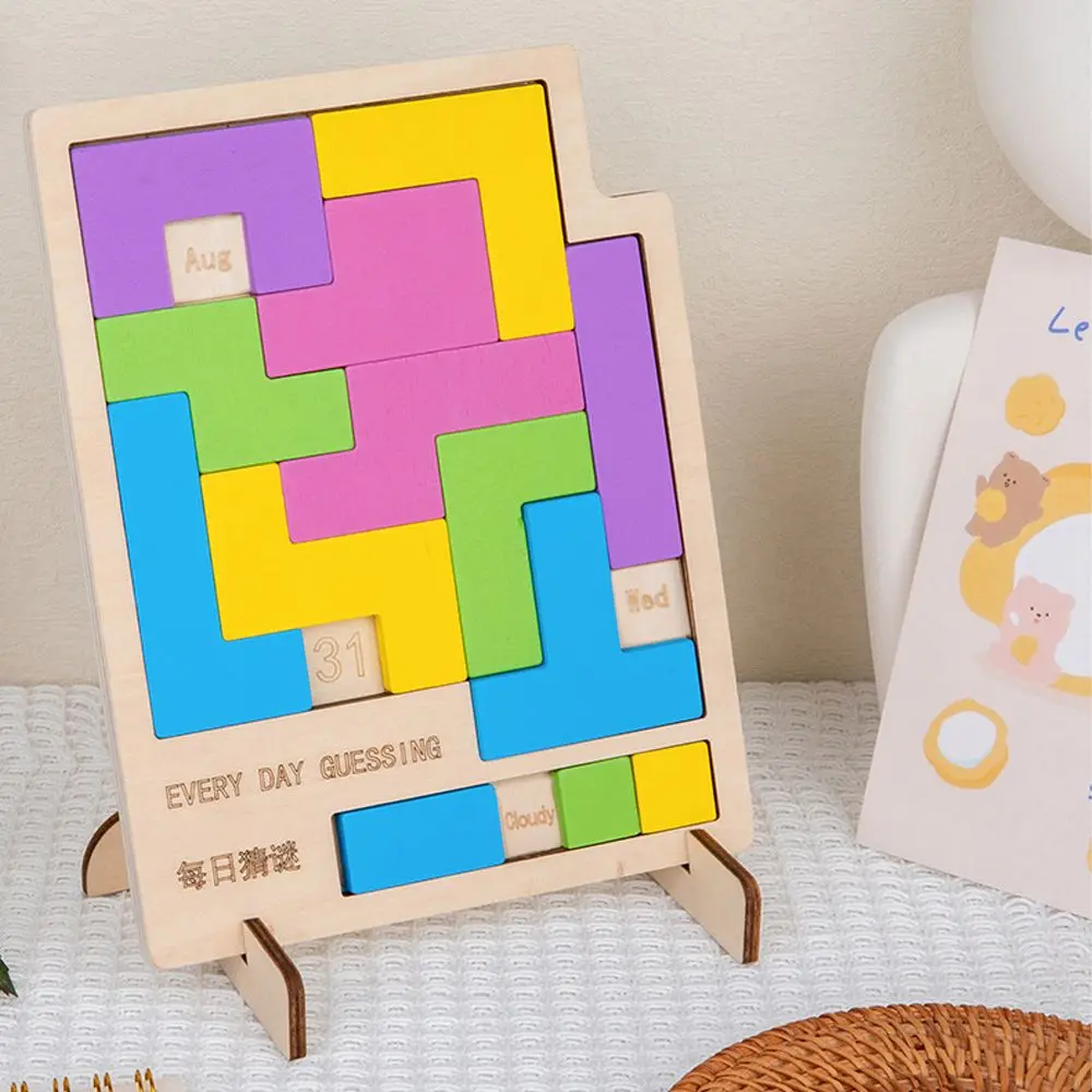 

Tangram Educational Kids Montessori Children Puzzle Toys Intelligence Jigsaw Games Wooden Calendar Puzzles Jigsaw Kits