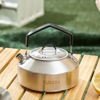 Camping Water Kettle 1L/1.5L Outdoor Coffee Kettle Tableware Picnic Supplies Equipment Utensils Camping Tea Kettle Cookware 3