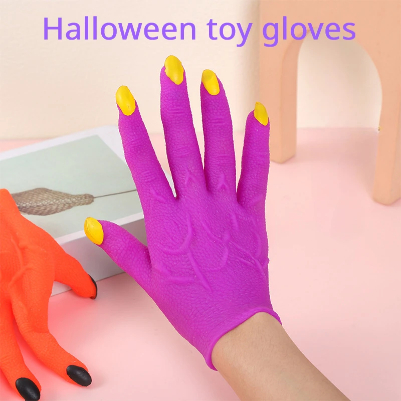 

Novelty Practical Jokes Toy Halloween Fun Decompress Toy Demon Hand Stretch Decompress Gloves Party Dress Up Prop Kid Gift